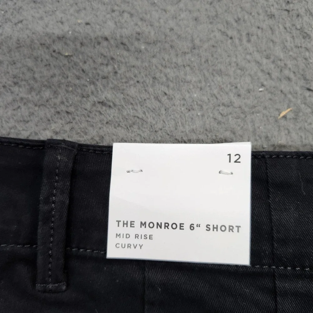 LOFT Monroe 6" Shorts Womens 12 Black Curvy Mid Rise Chino Twill New Tags - Picture 9 of 10